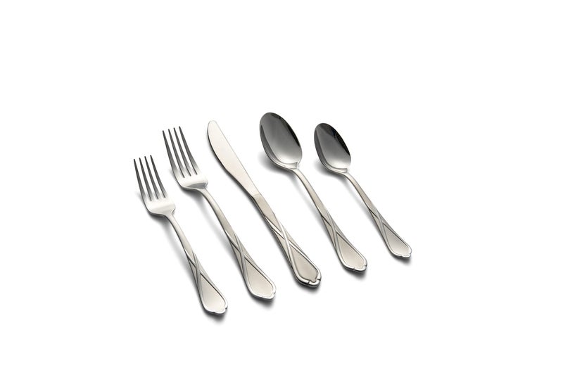 Cambridge Silversmiths Heather Sand 20-Piece Flatware Silverware Set, Stainless Steel, Service for 4, Includes Forks/Spoons/Knives - Image 1